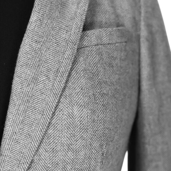 Banana Republic Women's Blazer Gray Wool Blend Herringbone Lined Suit Jacket 00P - Picture 5 of 10